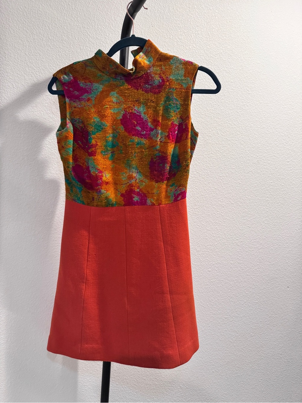 Vintage Orange Red Floral Mini Dress